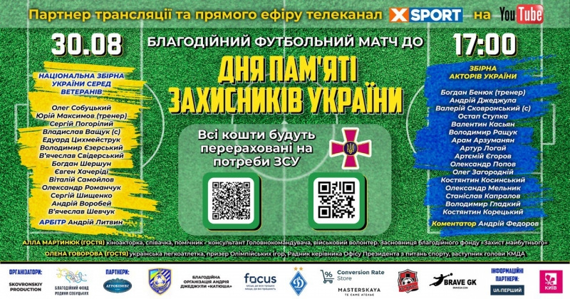 Бенюк, Ступка та зірки українського футболу зберуть кошти для ЗСУ