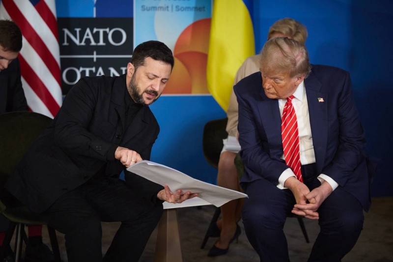«Подивимося»: про що Зеленський і Трамп говорили на зустрічі на саміті НАТО (фото)